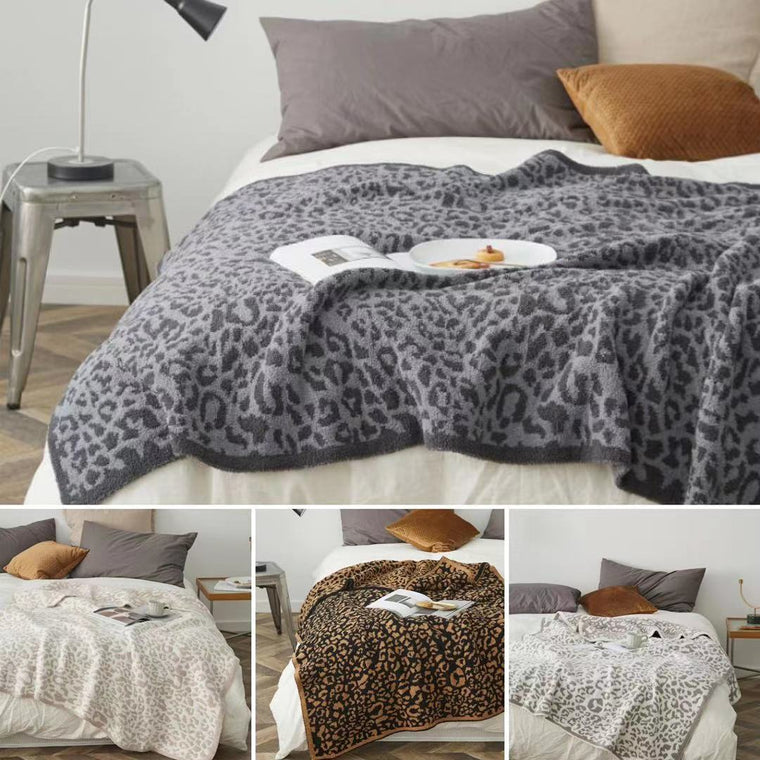 Leopard Pattern Microfibre Winter Blanket 130x160cm Super Soft Sofa Throw Rug