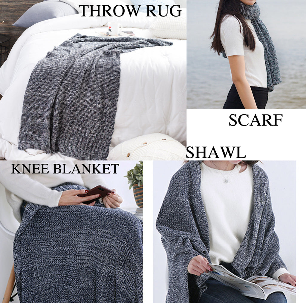 Soft Cotton Knitted Blanket Throw Rug Shawl Knee Blanket Scarf 70x130cm