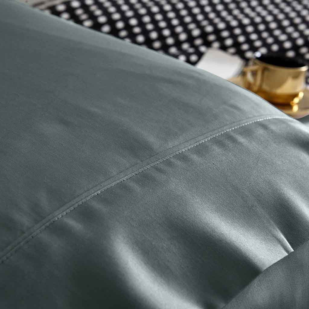 100% Cotton 650tc Soft Sateen Quilt Cover Set Silver Blue Grey