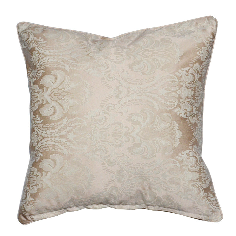 A pair of 100% Cotton Sateen Jacquard Beige Euro & Square Cushion Covers