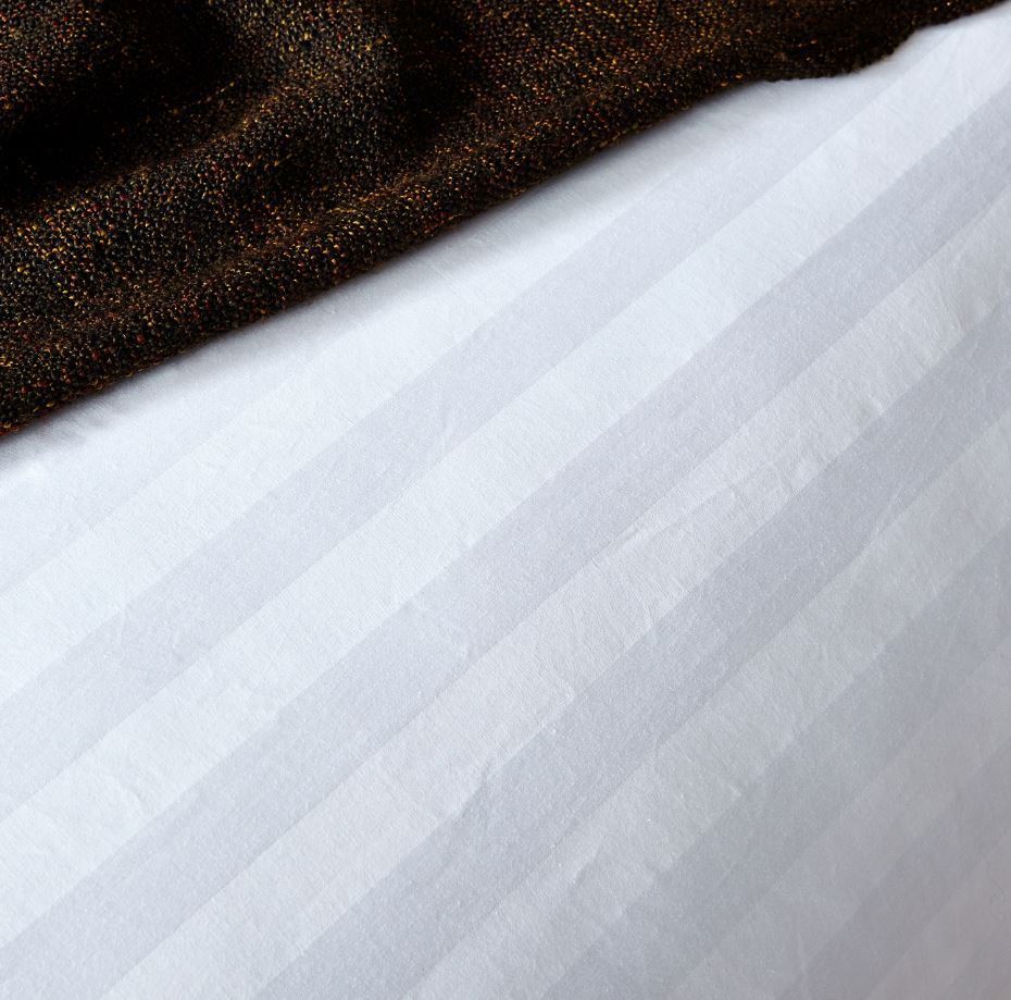 Cotton White Sateen Stripe Duvet Cover Set