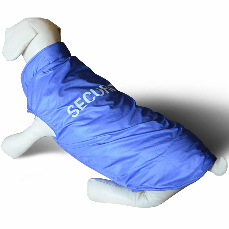Large Breed Dog Winter Vest Coat Jacket Security Print Blue