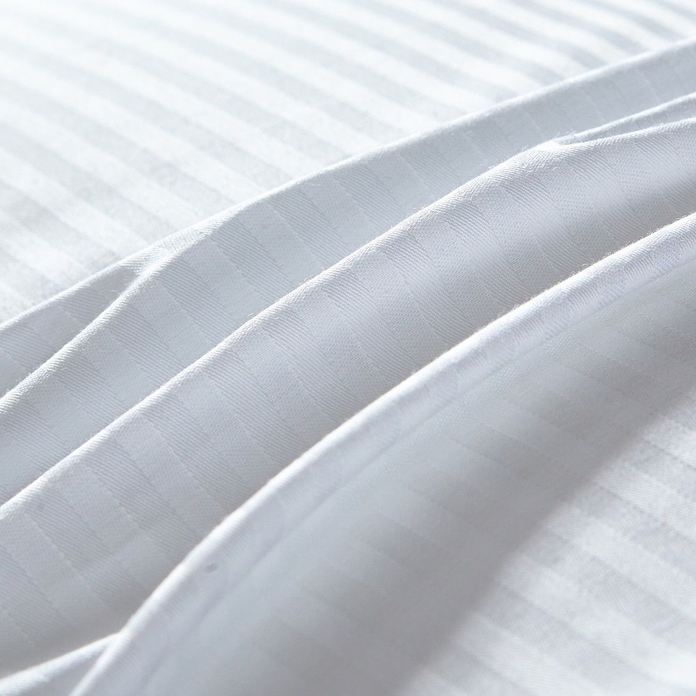 A Pair of 100% Cotton Sateen Stripes White Pillowcases