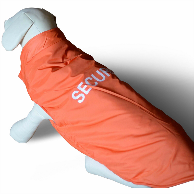 Large Breed Dog Winter Vest Coat Jacket Security Print Orange