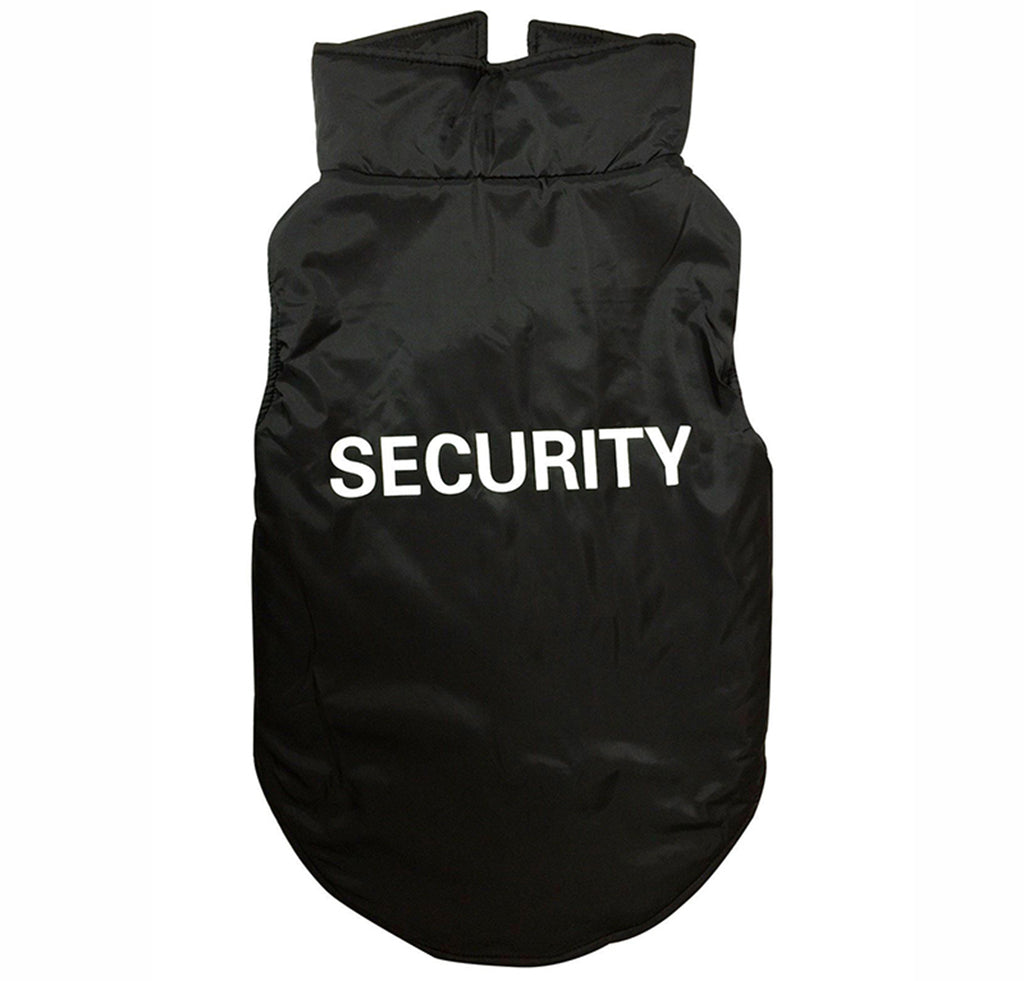Large Breed Dog Winter Vest Coat Jacket Security Print Black