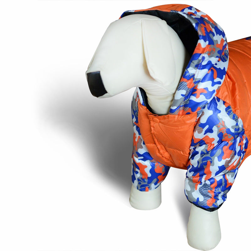 Large Breed Dog Jacket Coat Dog Waterproof Hooded Winter Coat clothes Orange