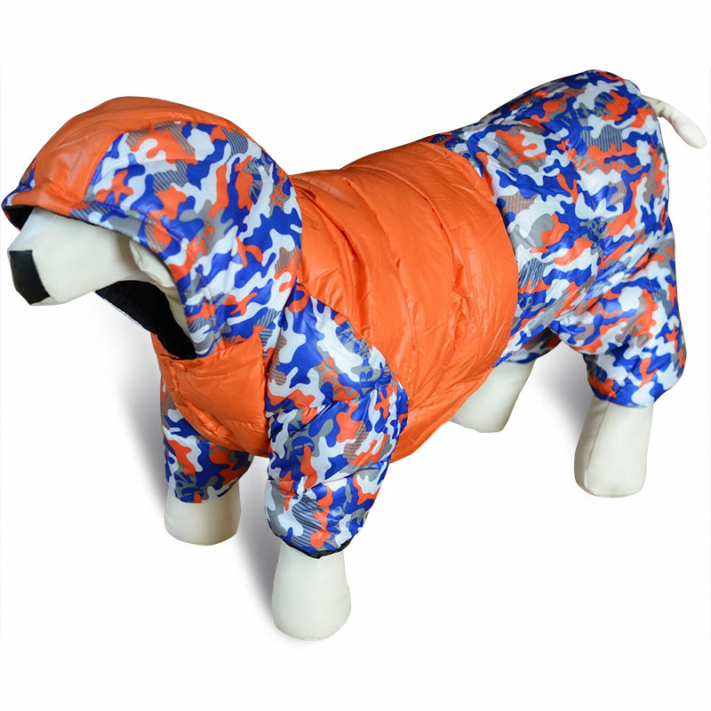 Large Breed Dog Jacket Coat Dog Waterproof Hooded Winter Coat clothes Orange