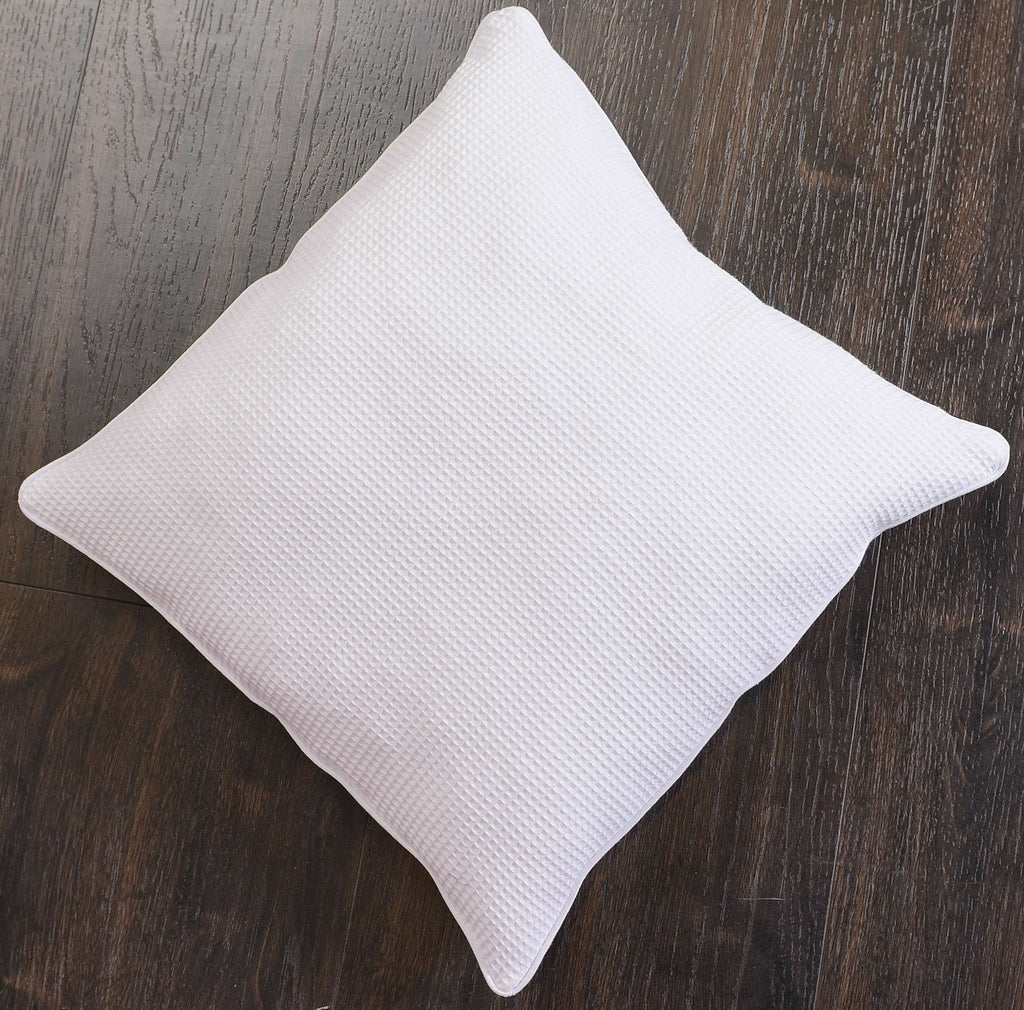 2 x 100% Cotton White Waffle Weave Euro Square Breakfast Body Pillowcases Cushion Covers