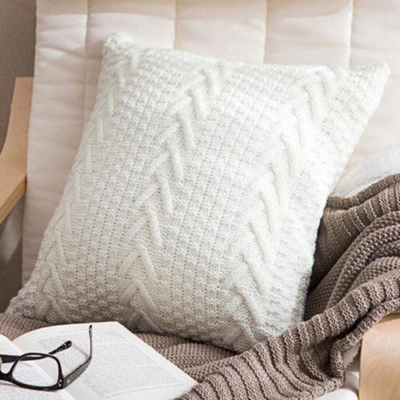 New Acrylic Knitted Square Cushion Cover Pillowcase Herringbone Pattern