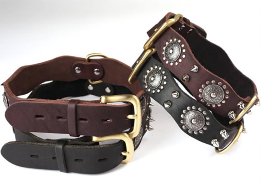 Top Quality Handmade Genuine Leather Pet Dog Collar Spiked