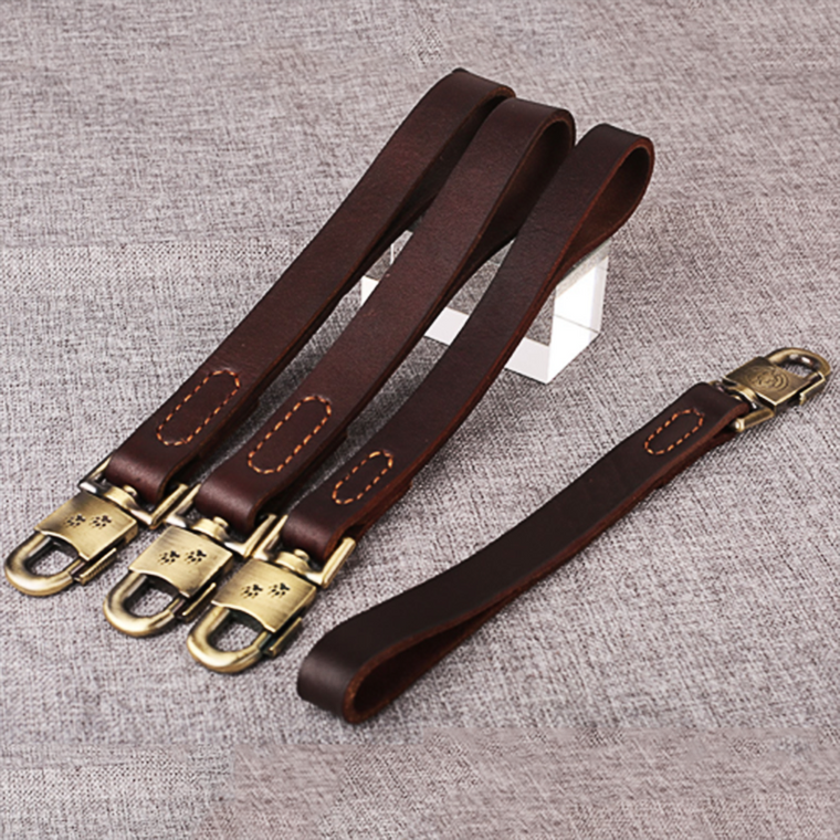 Top Quality Handmade Dog Collar Genuine Real Leather Dog Short Leash Lead
